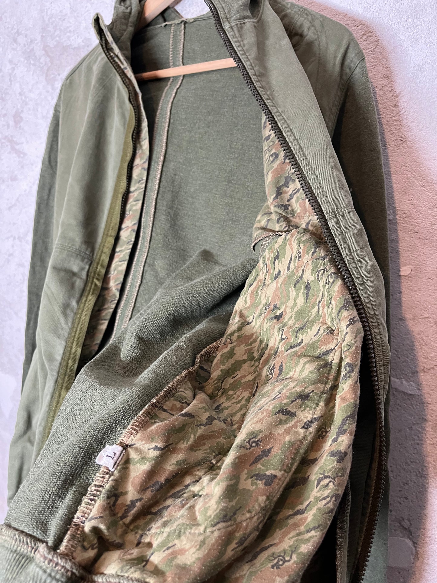 Maharishi multi zip khaki hooded sweatshirt - M