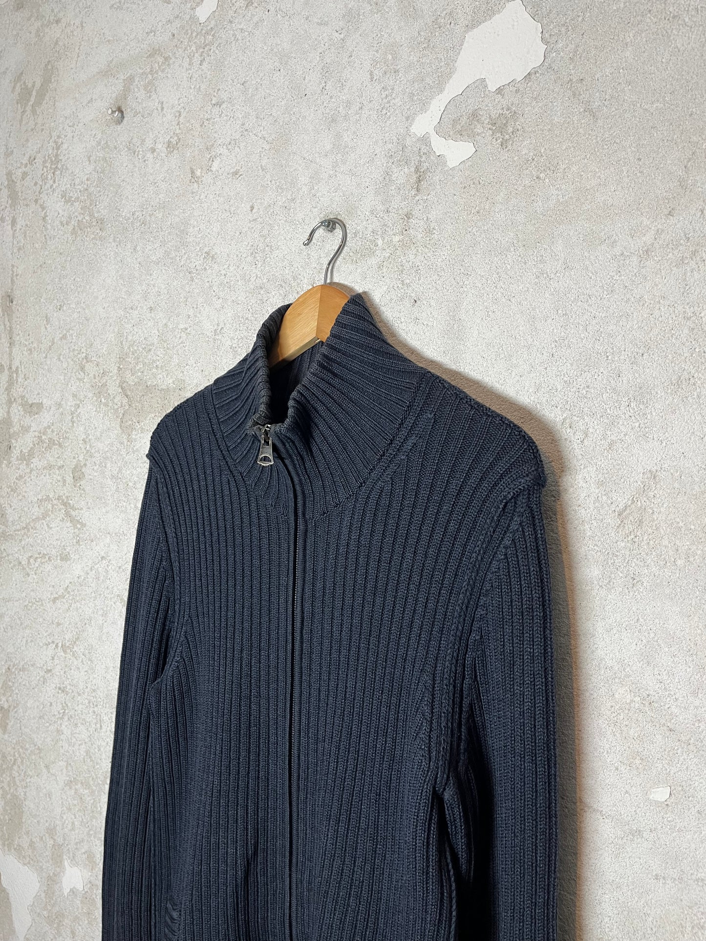 Dolce & Gabanna 2000s y2k designer ribbed knit zip-up sweater - L