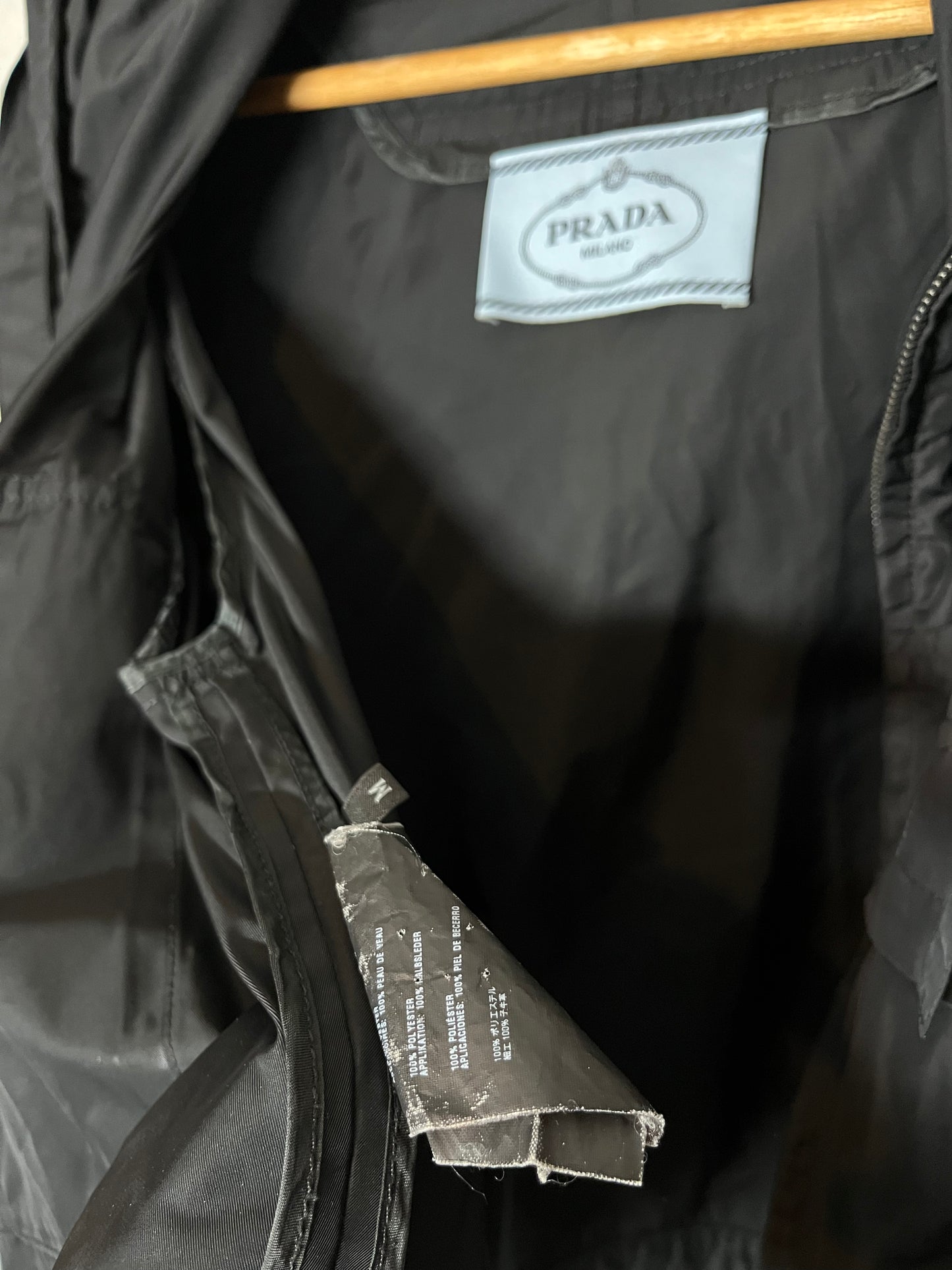 Prada nylon cropped hooded zipper jacket - M