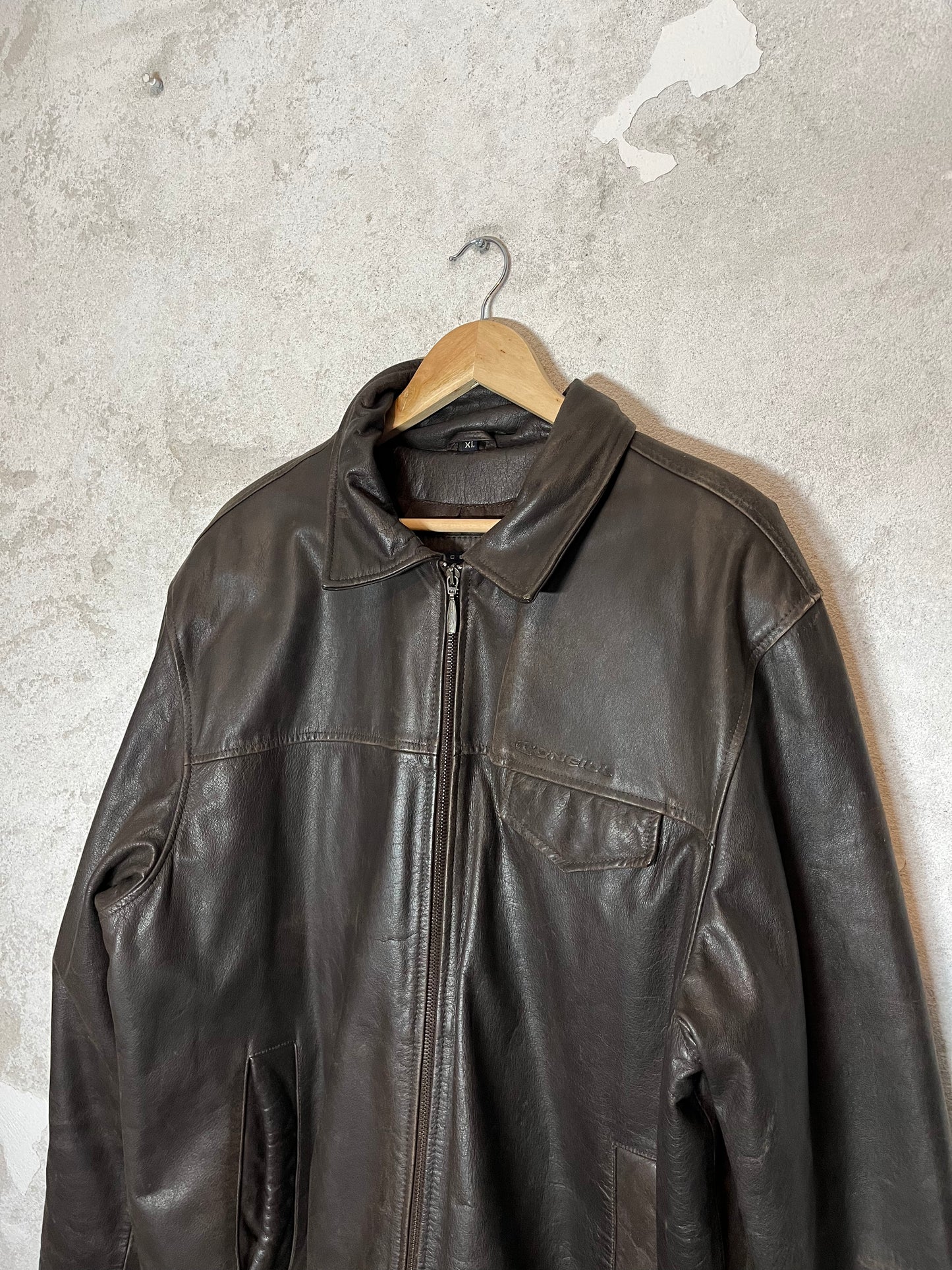 O'neill vintage 2000s embossed logo leather jacket - XXL