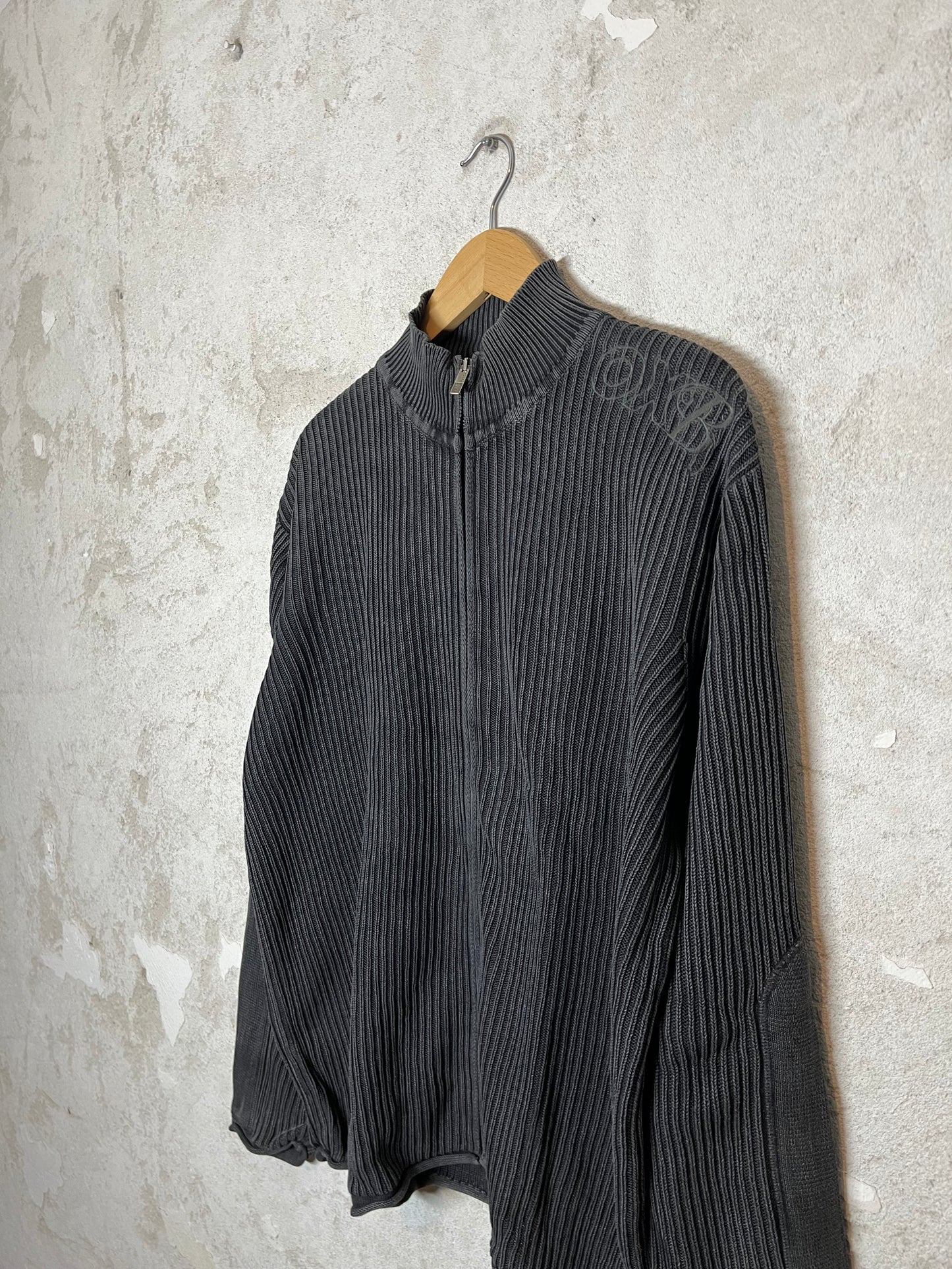 Oxbow vintage heavy knit ribbed zip-up - L