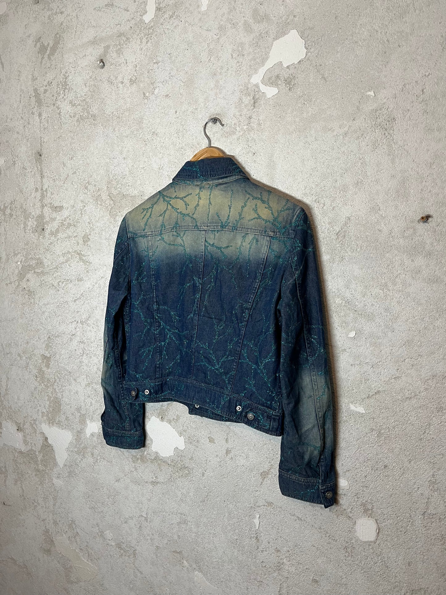 Versace Vintage Glitter embroidered denim jacket - M