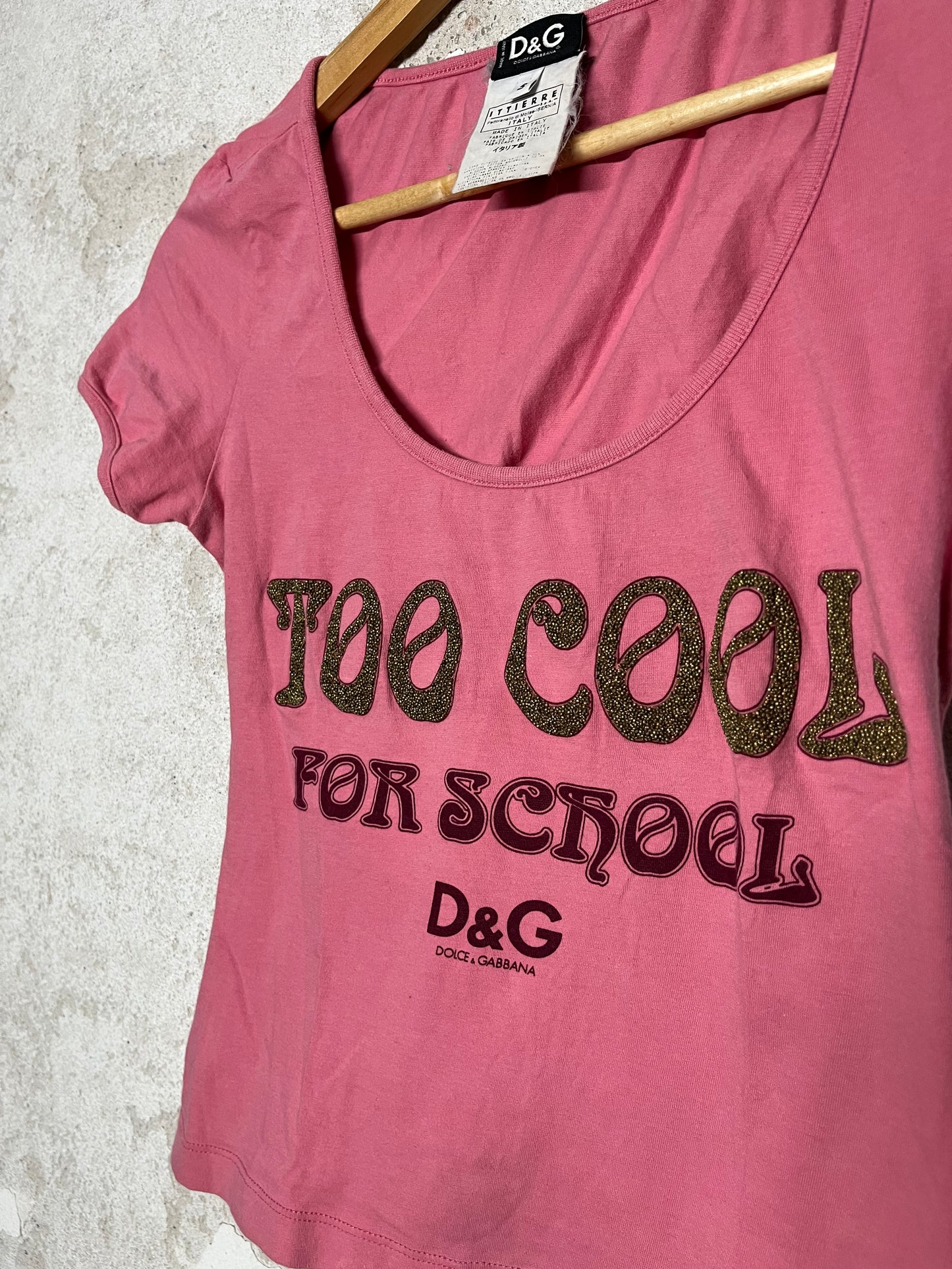 Dolce & Gabbana “Too cool for school” pink top - S