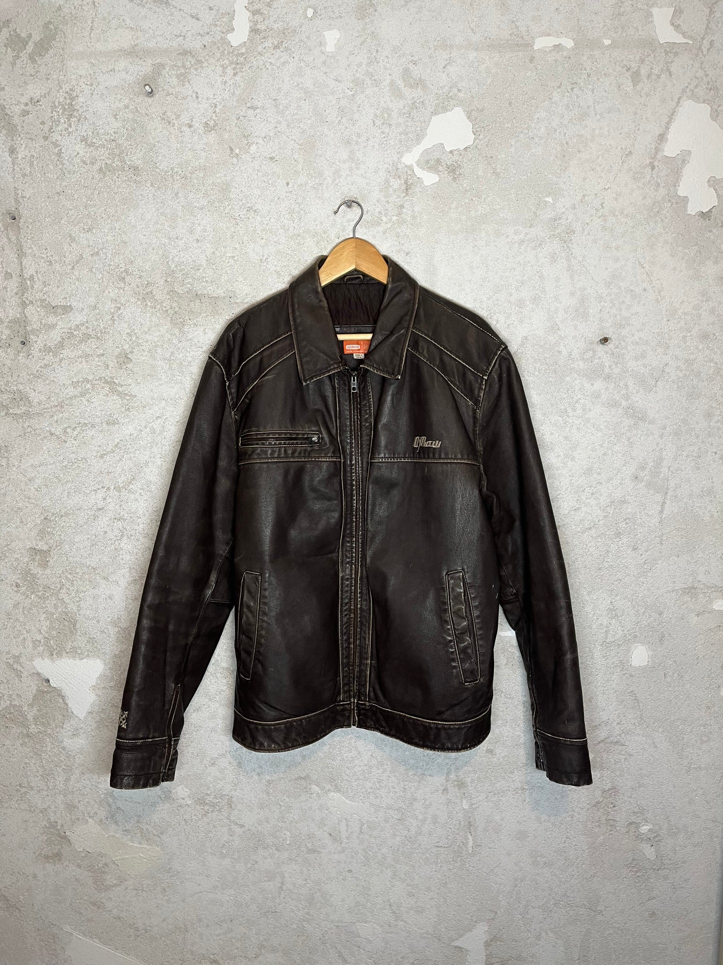 Oxbow vintage retro leather surf skate motor race jacket - M