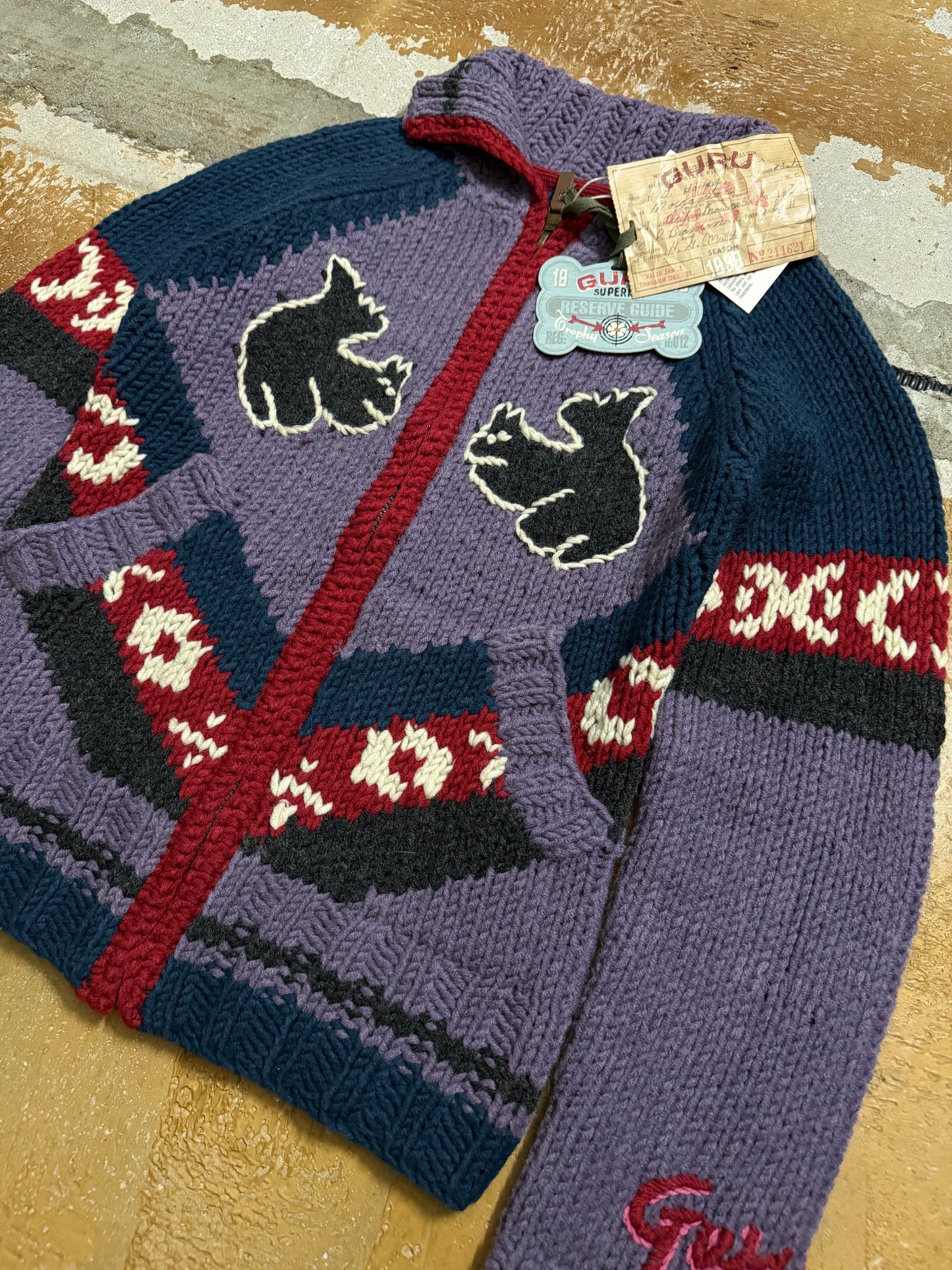 Guru hand made knit wool blend zipup - S