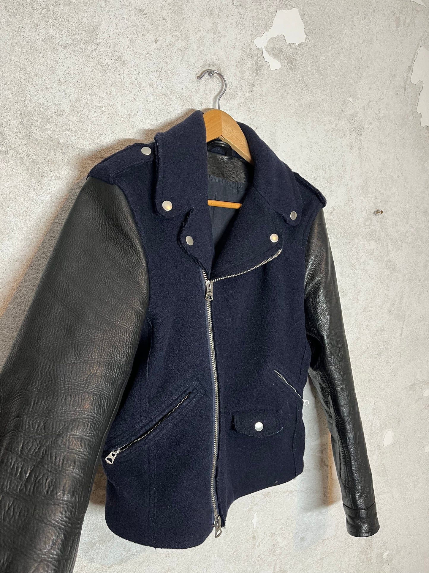 Acne Studios felt + leather motor jacket - M