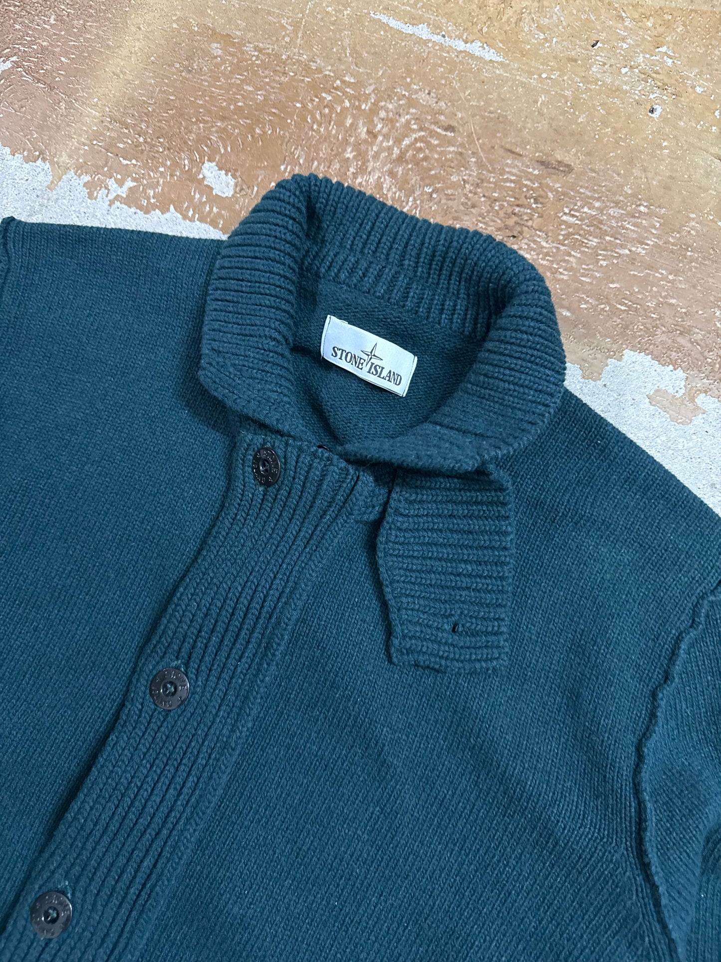 Stone island heavy knit sea moss green sweater - L