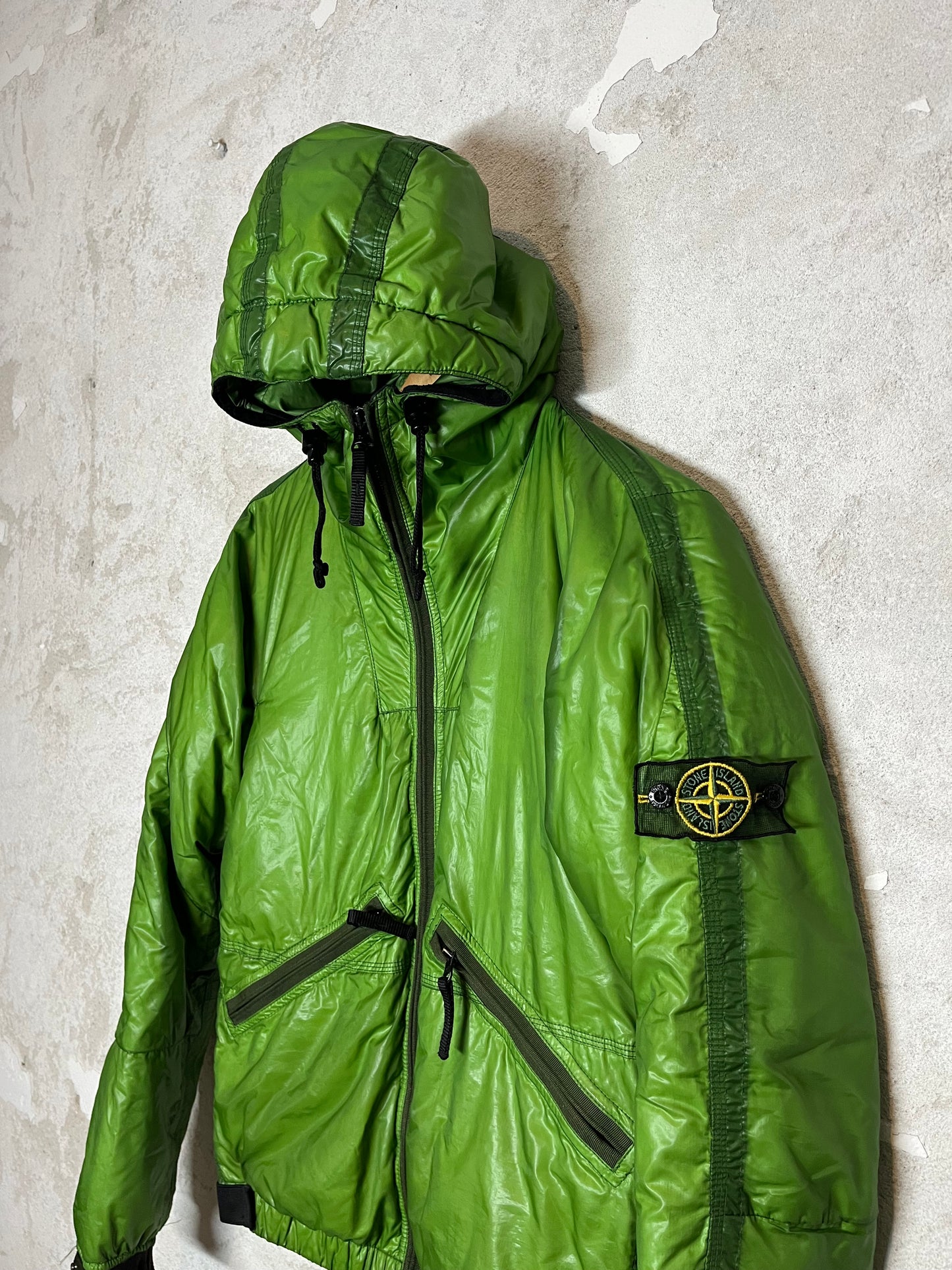 Stone Island 2007 mesh badge puffer down jacket - S