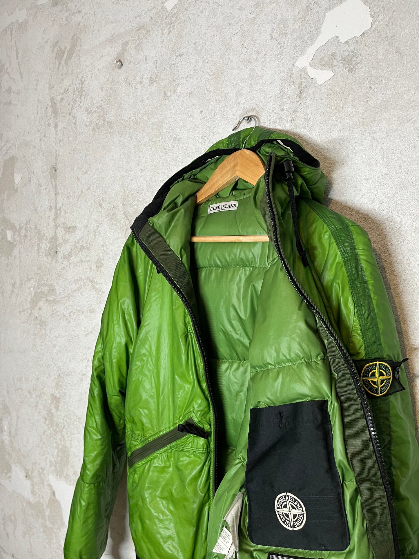 Stone Island 2007 mesh badge puffer down jacket - S