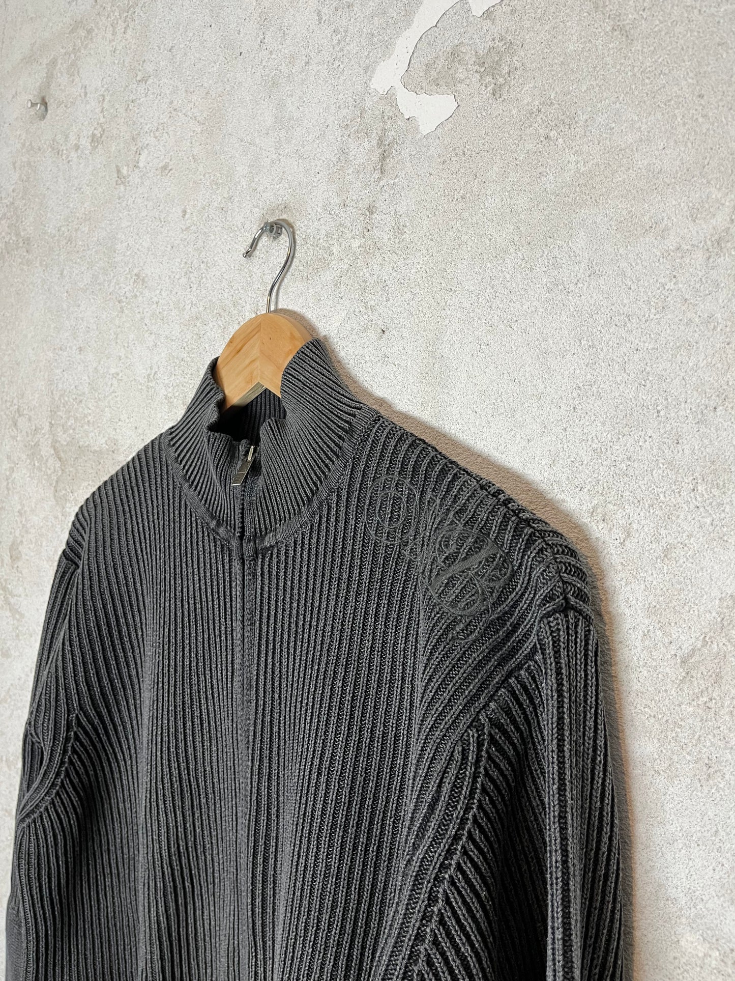 Oxbow vintage ribbed knit zip-up sweater - XL