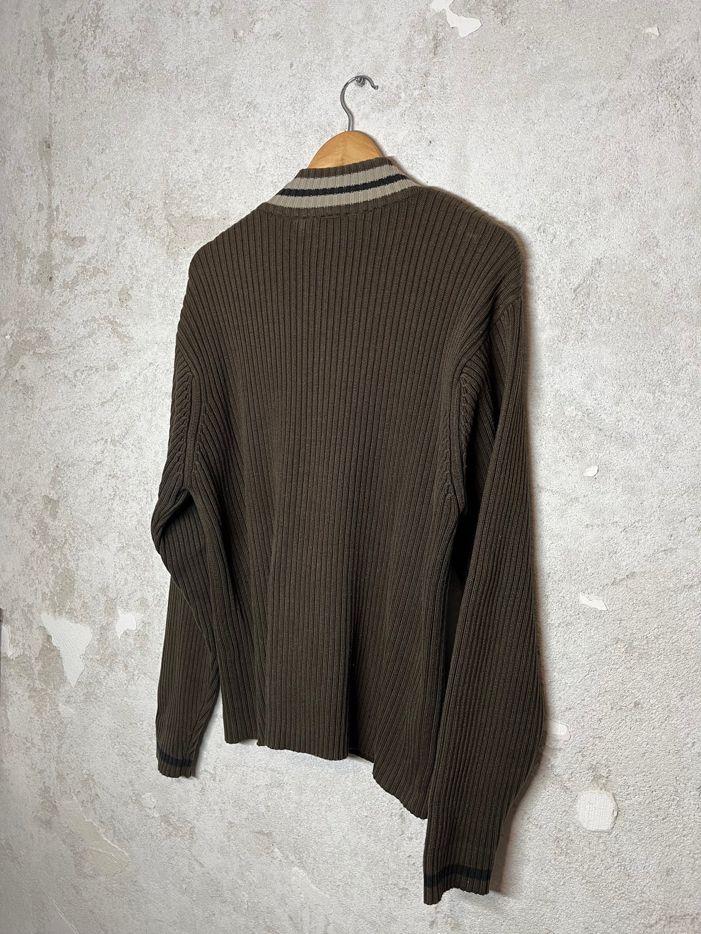 Quiksilver vintage ribbed spellout knit zip-up - L