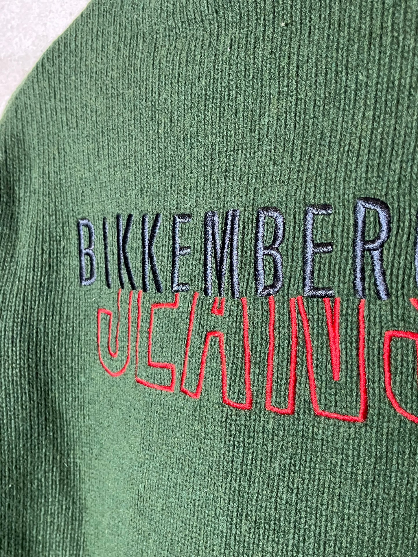 Dirk Bikkembergs Jeans green knit zip-up sweater - L