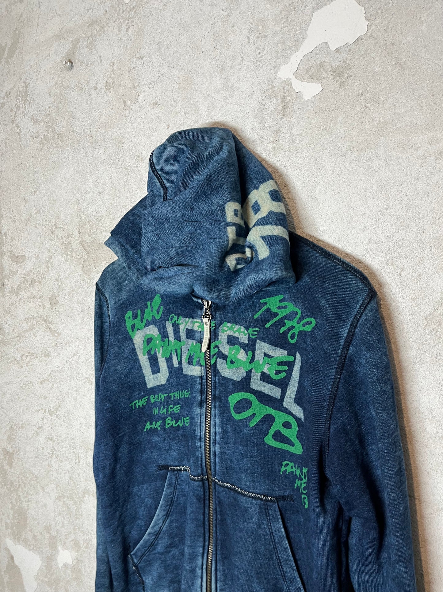 Diesel vintage distressed graffiti hooded sweatshirt - M