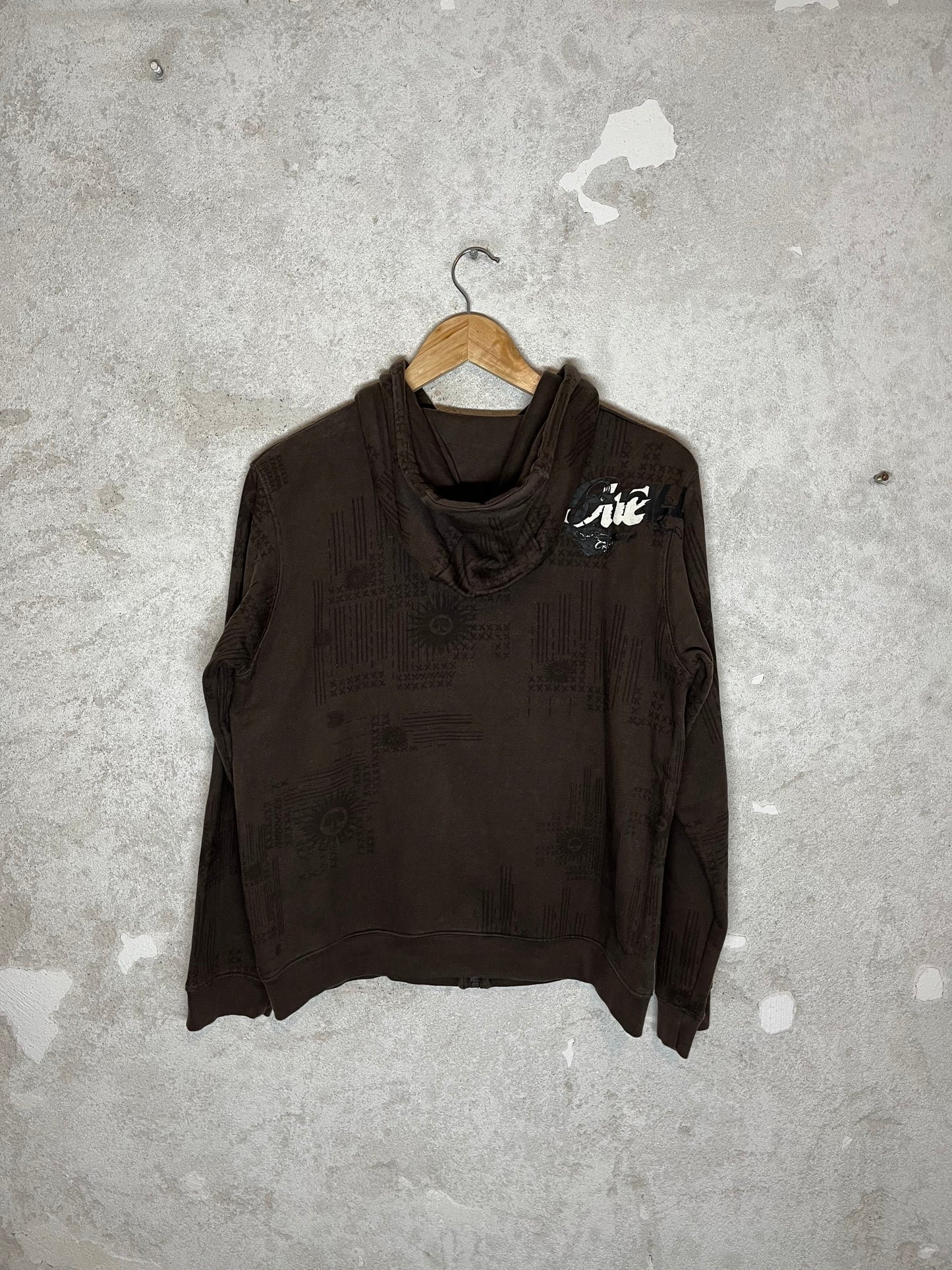 O'neill vintage retro brown y2k 2000s 90s zip-up sweatshirt - S