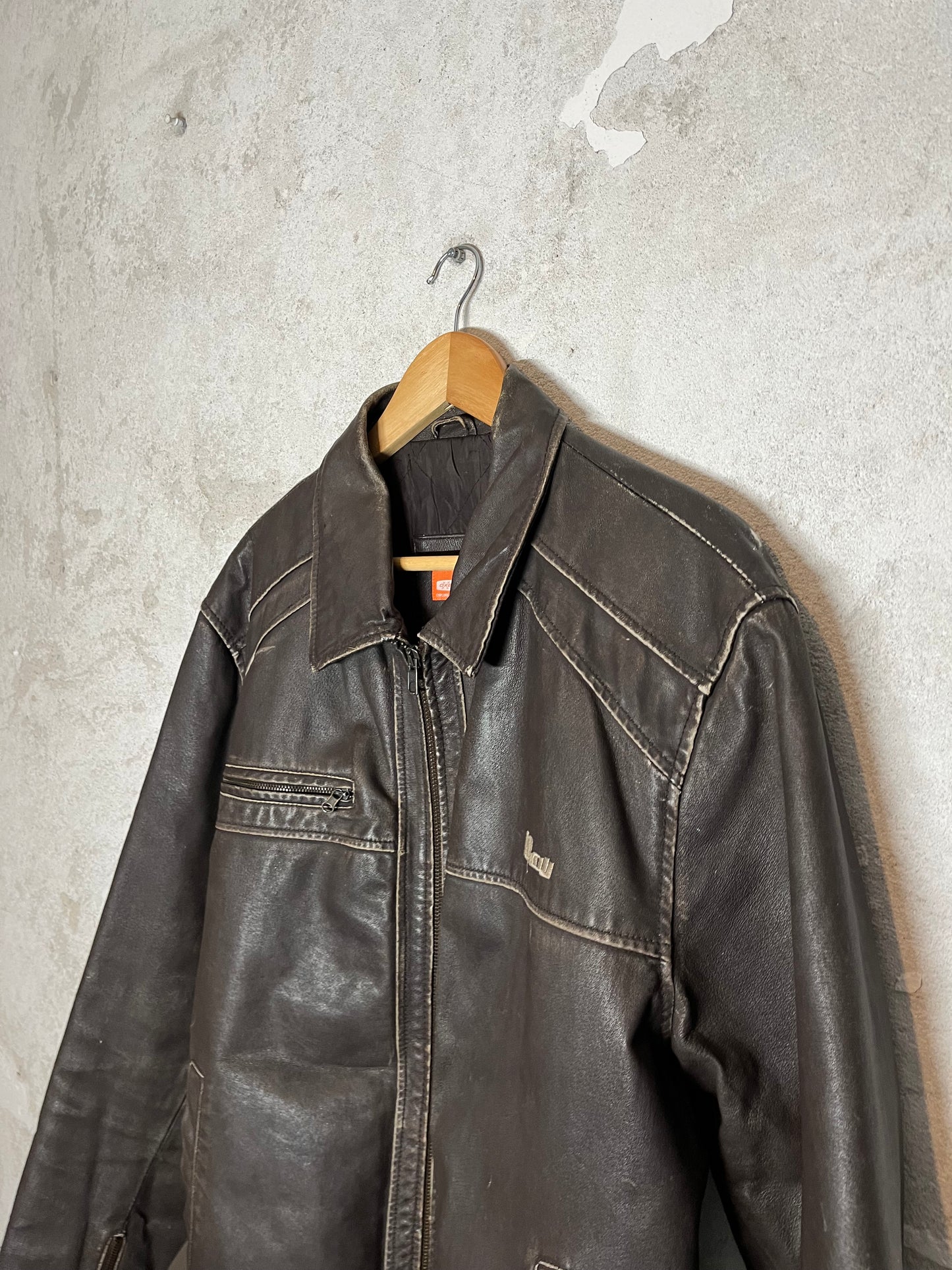 Oxbow vintage retro leather surf skate motor race jacket - M