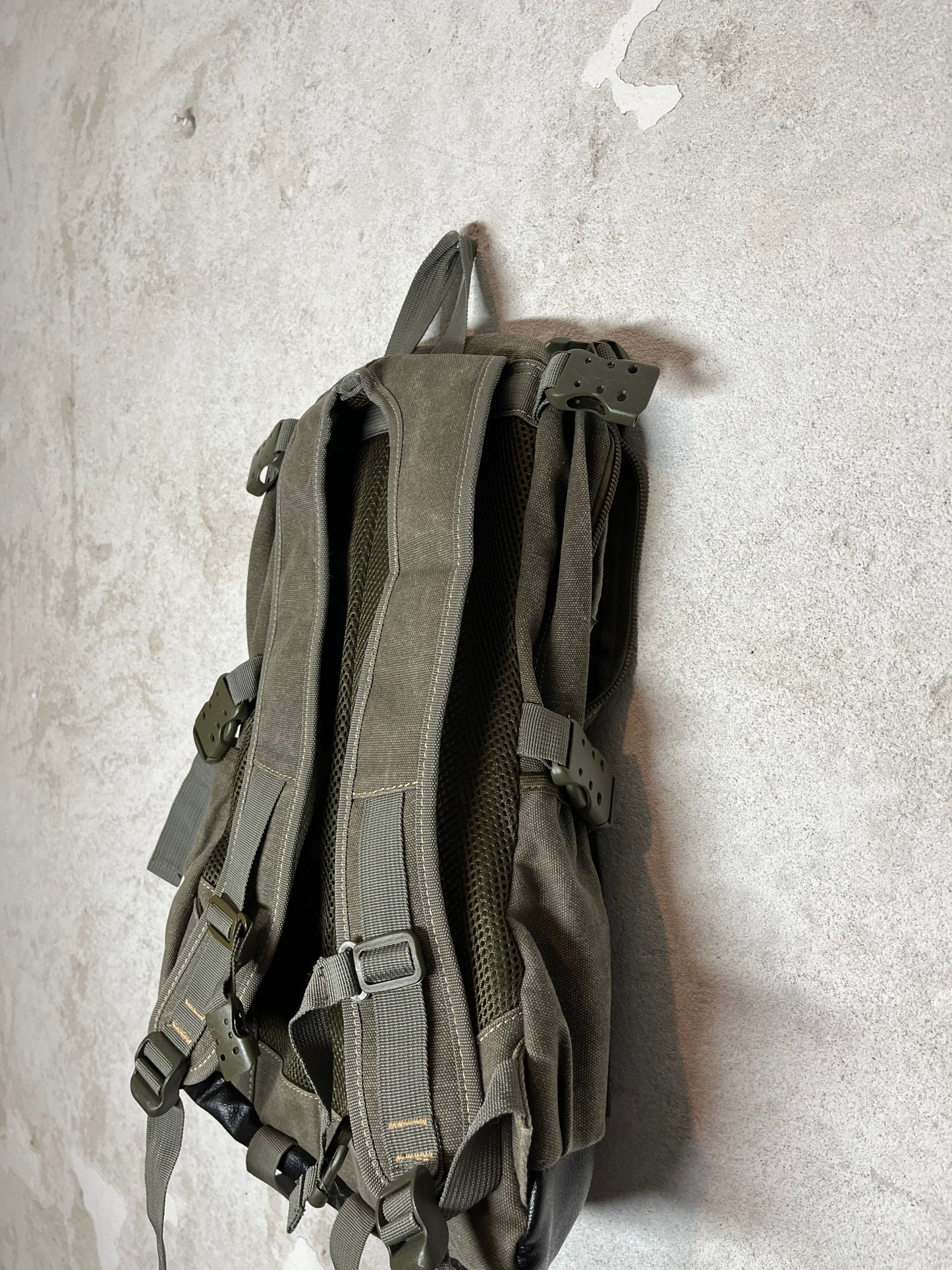 Diesel military cargo leather backpack