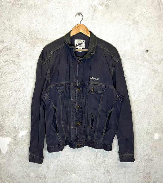 Diesel 2000s denim jacket w/ leather details - XL