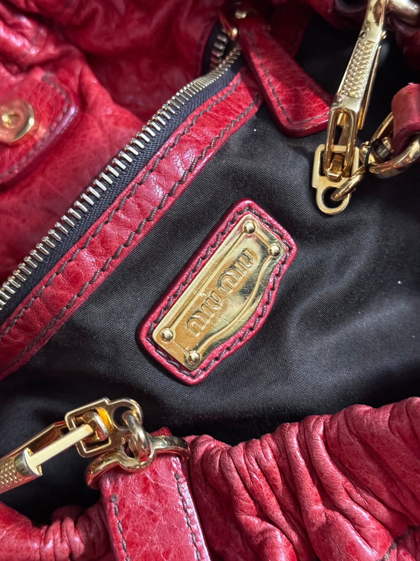 Miu Miu vintage leather red big hobo bag