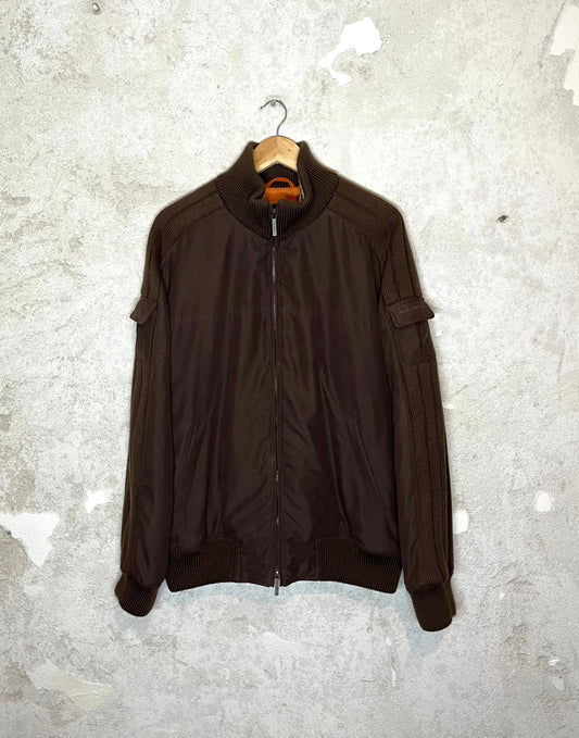 Paul & Shark brown cotton nylon knit jacket - XL