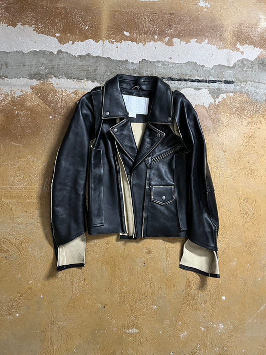 H&M maison margiela deconstructed leather motor jacket - S