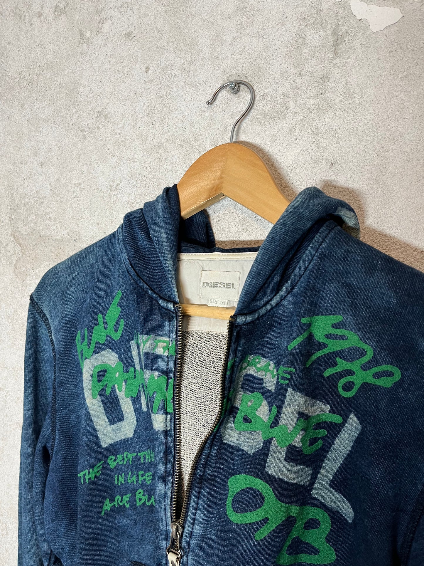 Diesel vintage distressed graffiti hooded sweatshirt - M