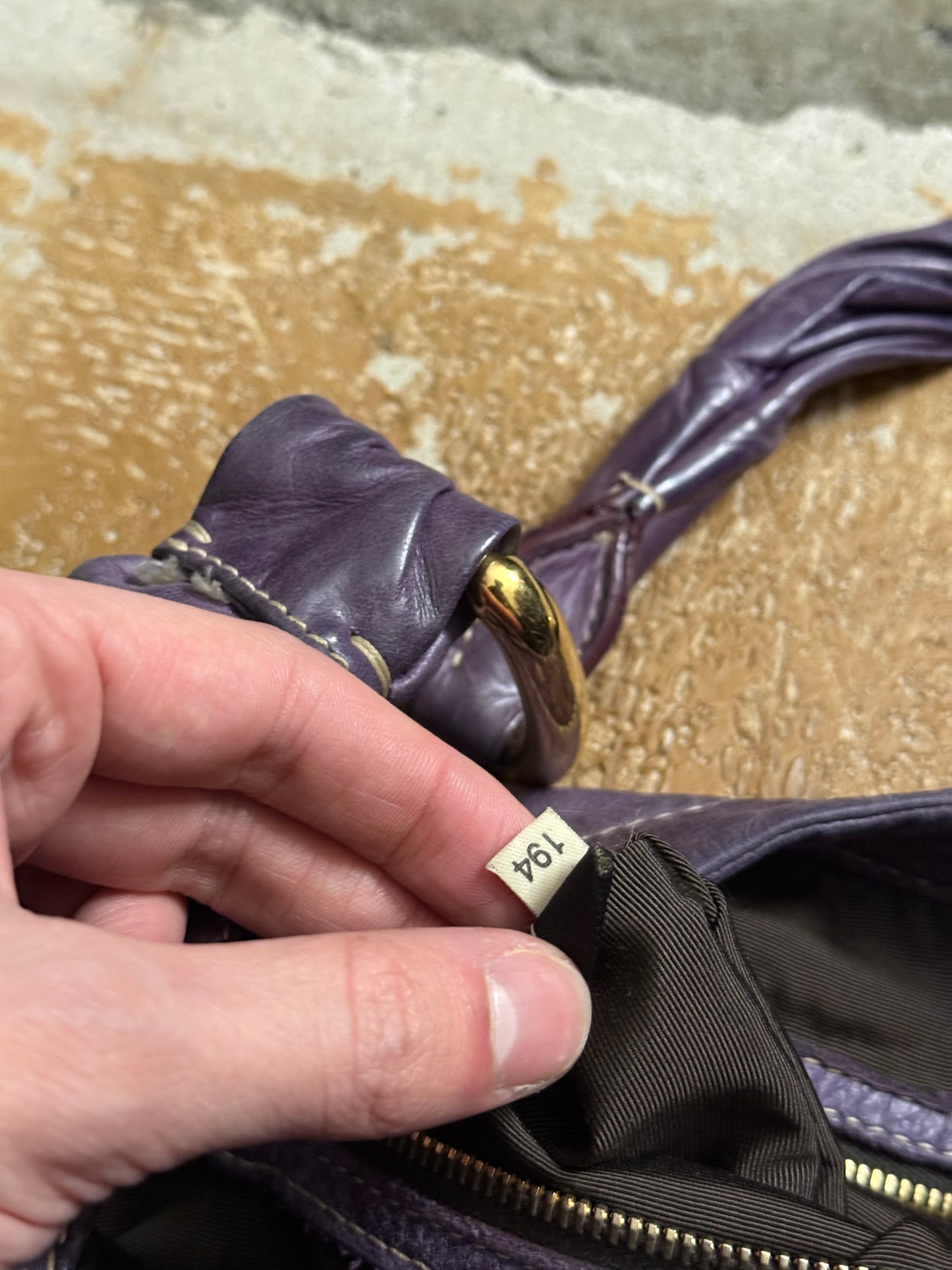 Miu Miu purple leather shopper bag