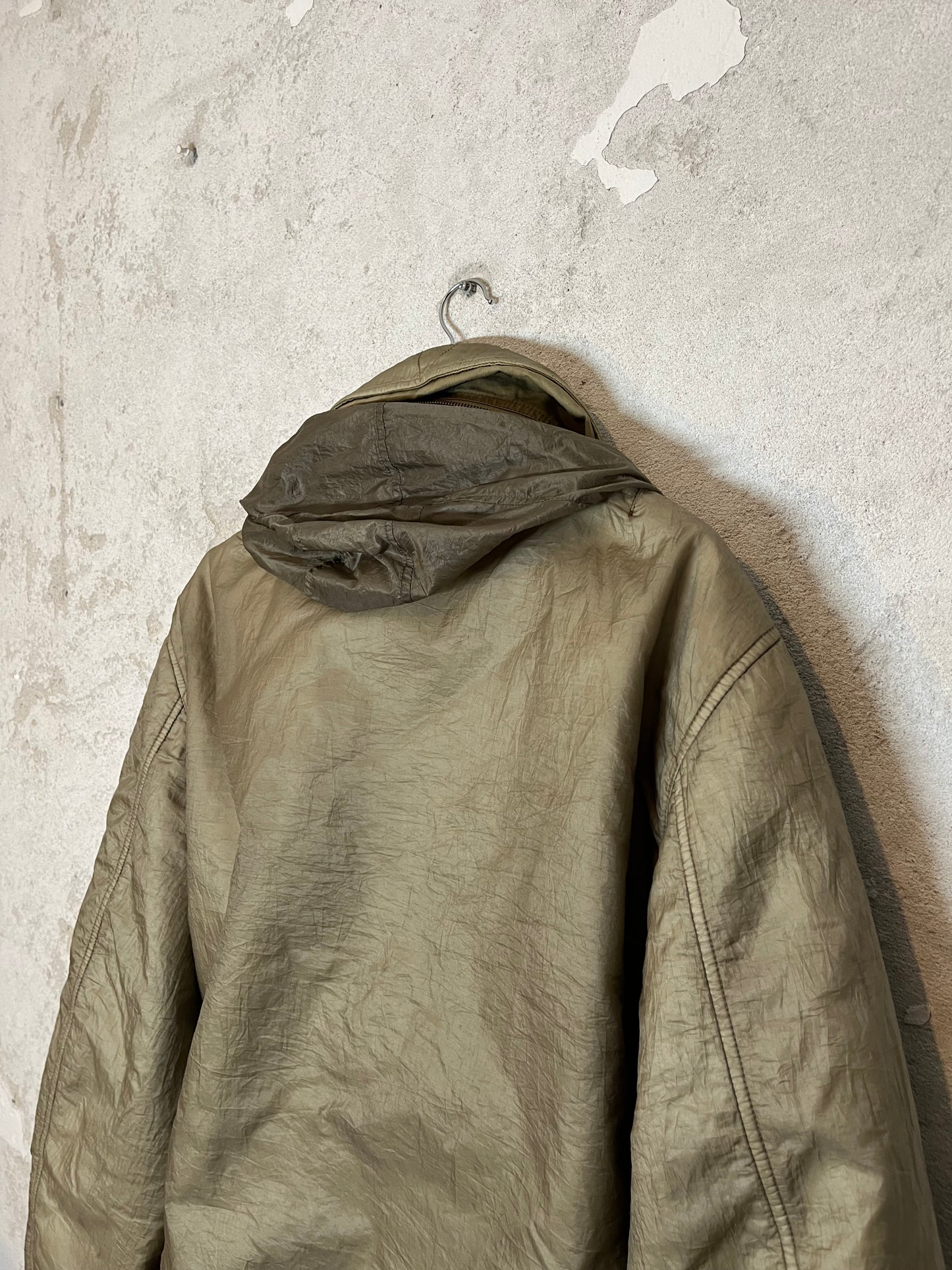 Stone Island vintage 2000s 90s khaki brown crinkle jacket bomber - XL