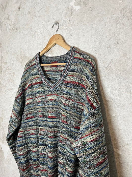 Missoni vintage retro V neck 90s 2000s knit sweatshirt - XXL