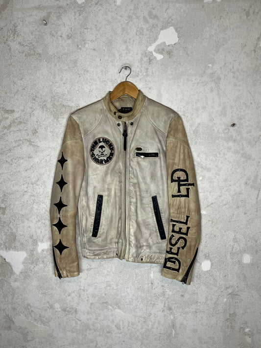 Diesel vintage leather motor race jacket - S