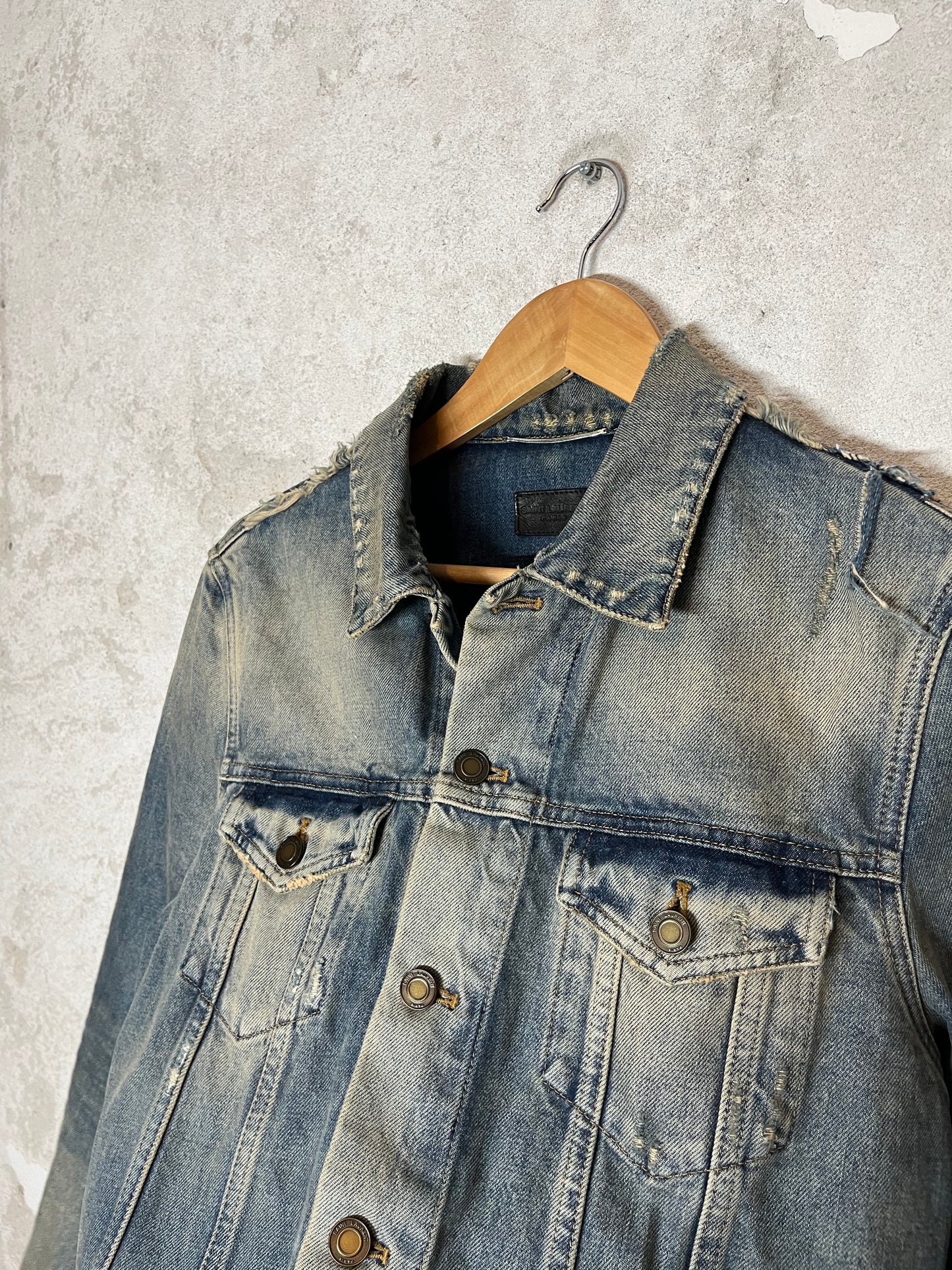 Saint Laurent distressed denim jacket - M