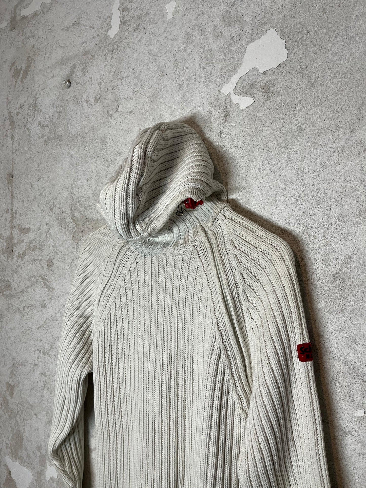 Schott NYC assymetrical ribbed knit hoodie - M