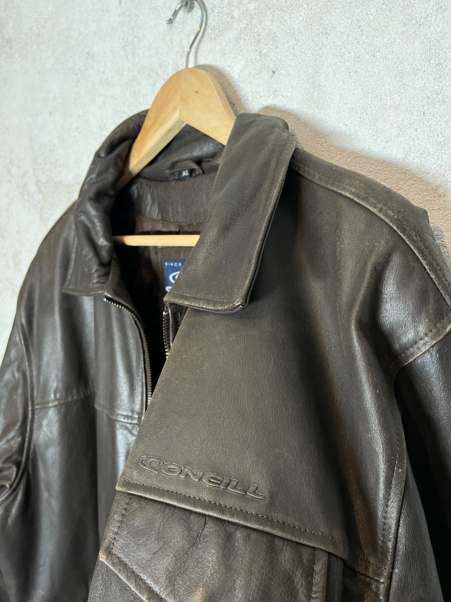 O'neill vintage 2000s embossed logo leather jacket - XXL
