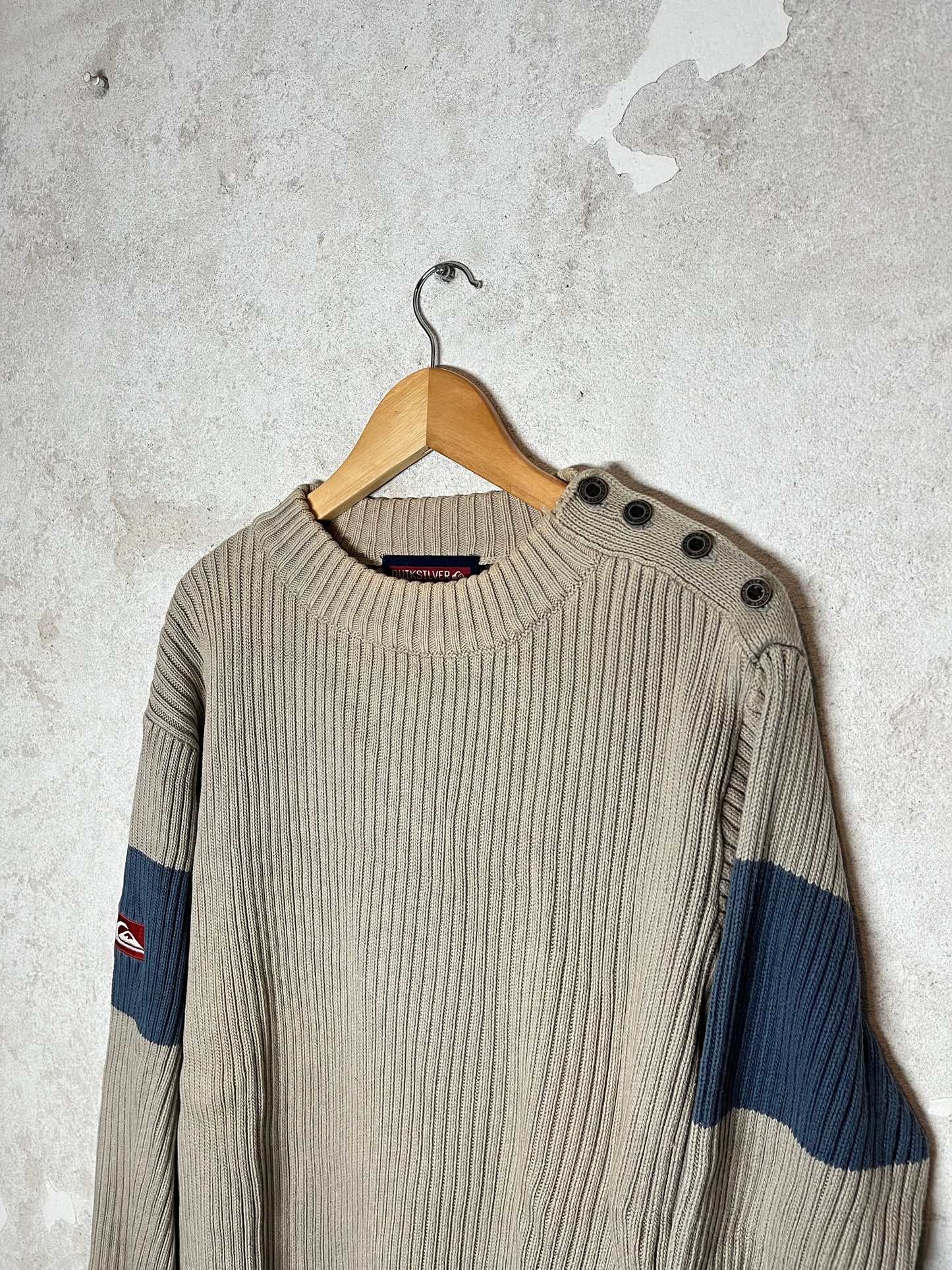 Quiksilver ribbed knit sweater with logo application - L