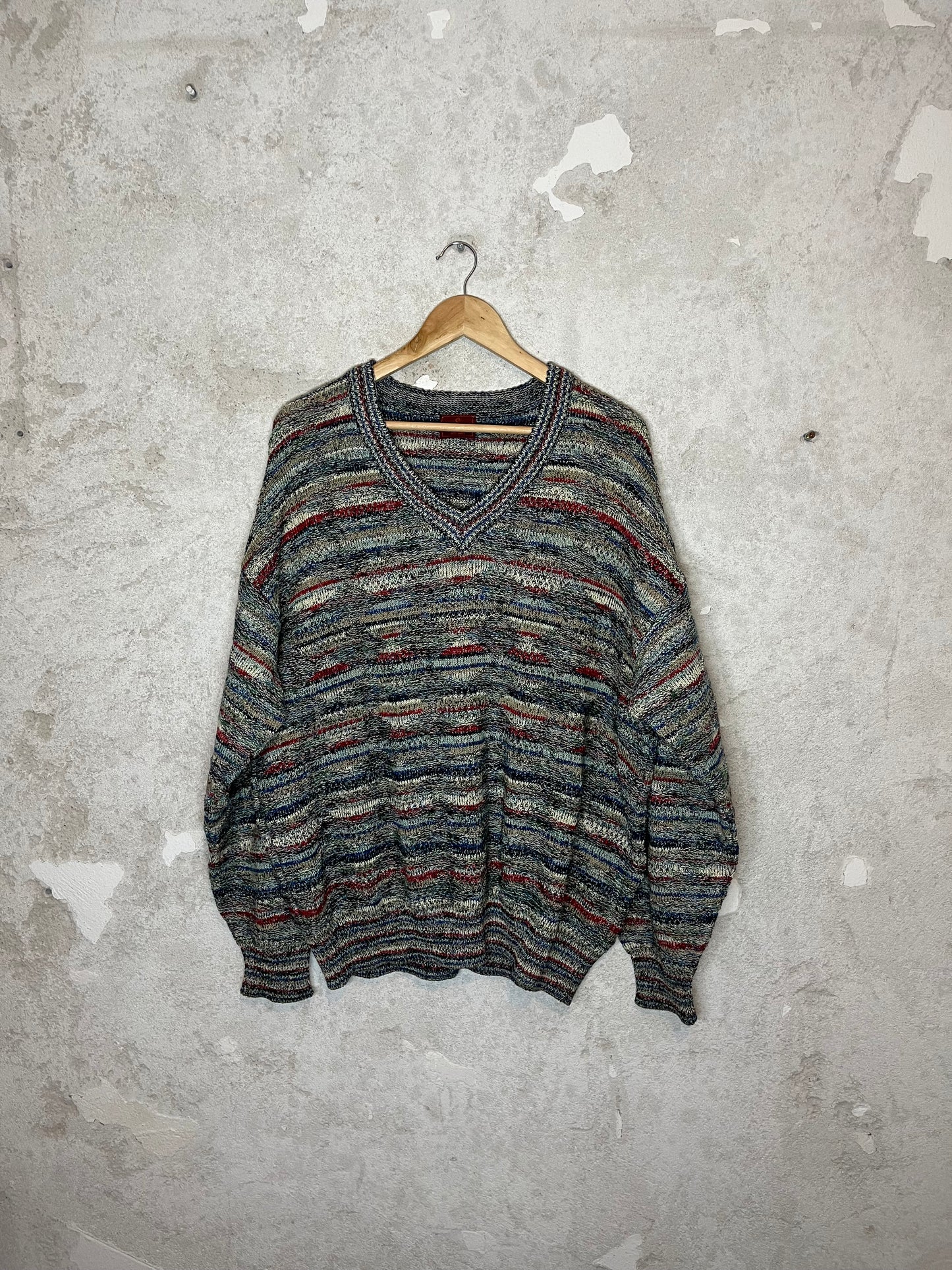 Missoni vintage retro V neck 90s 2000s knit sweatshirt - XXL