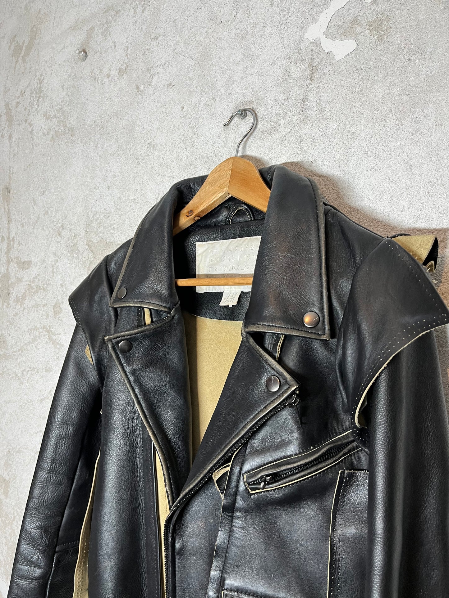 Maison Martin Margiela x H&M deconstructed biker leather jacket - M