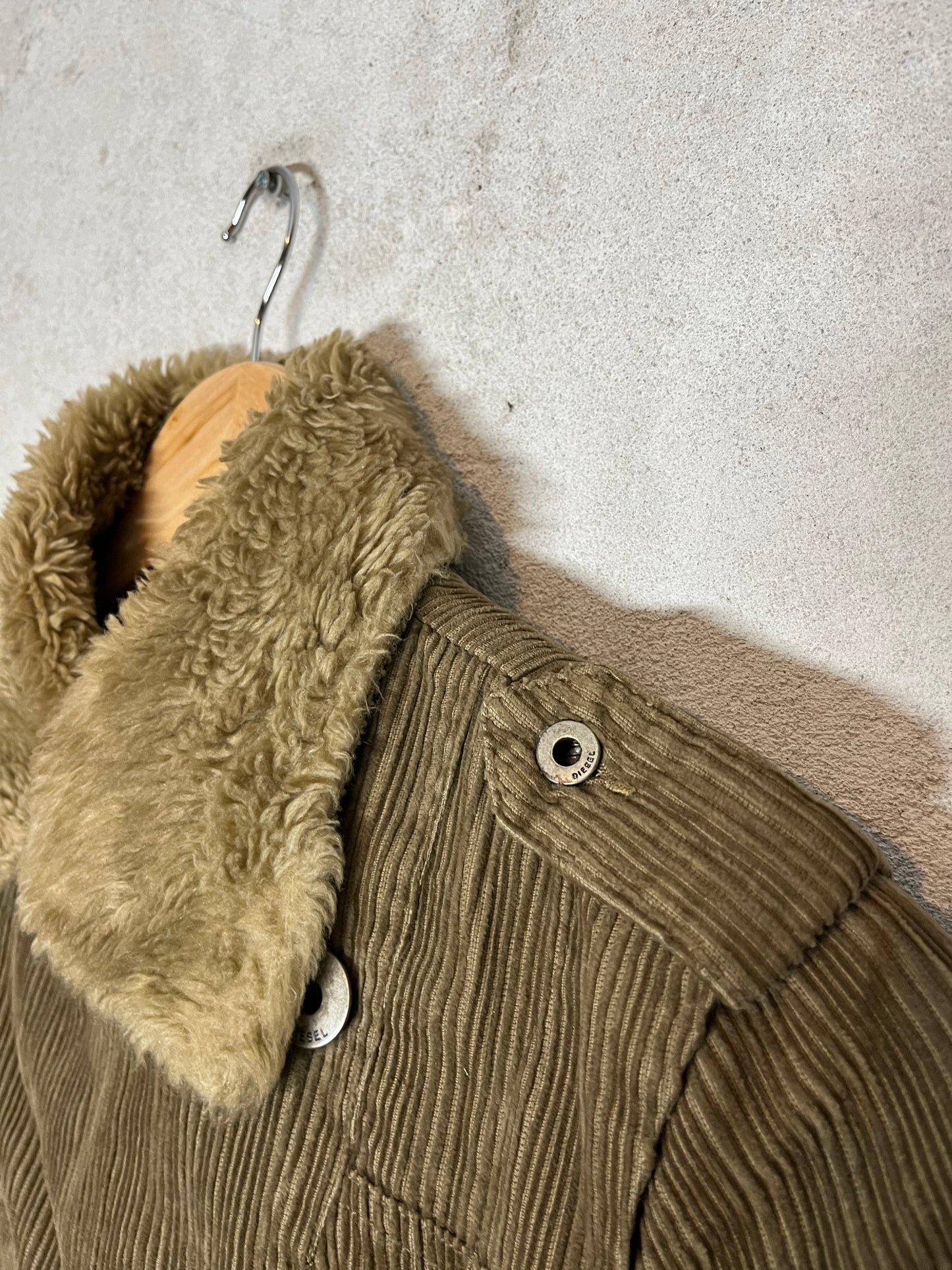 Diesel vintage 2000s sherpa sherling corduroy jacket - S