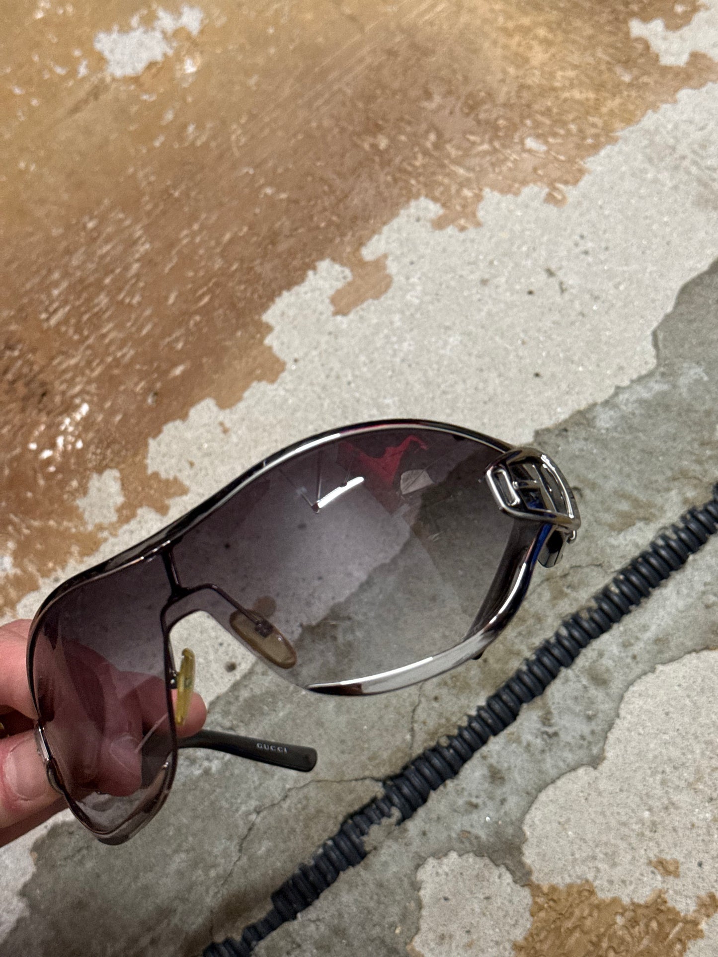 Gucci vintage high end designer retro shield sunglasses