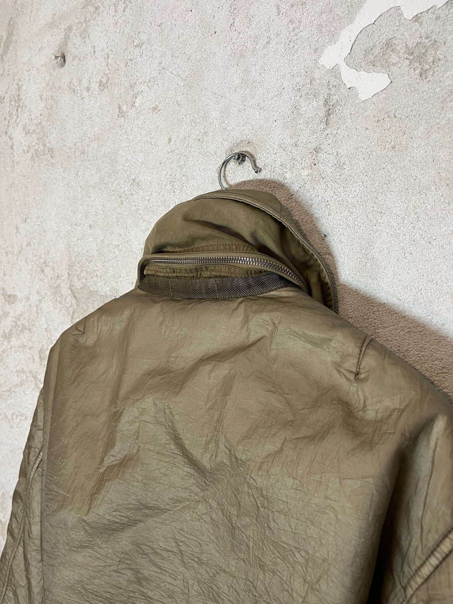 Stone Island vintage 2000s 90s khaki brown crinkle jacket bomber - XL