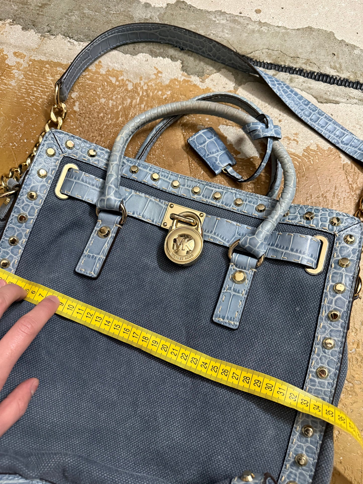 Micheal Kors Hamilton tote crocodile leather denim bag