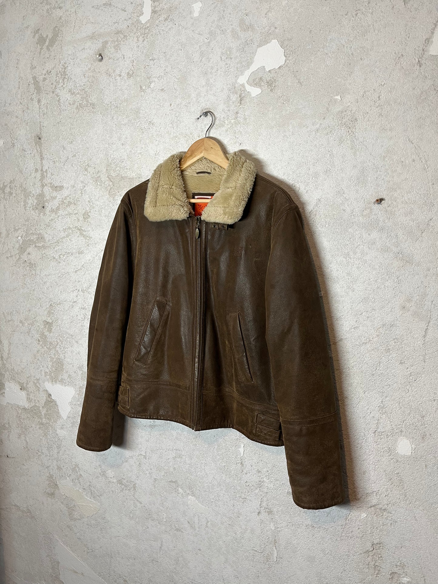 Oxbow 2000s high quality leather sherling sherpa jacket - M