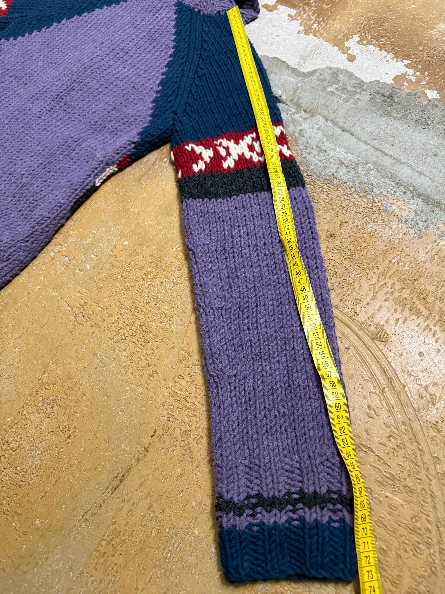 Guru hand made knit wool blend zipup - S