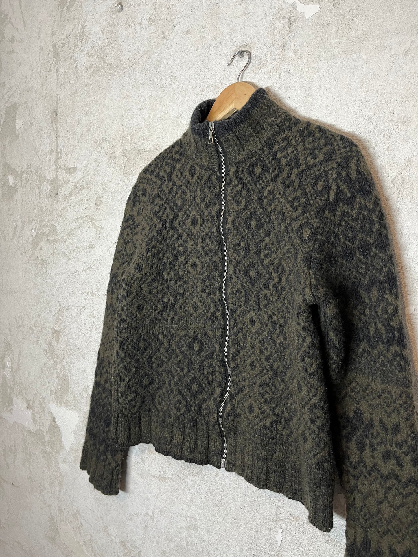 Dries van Noten camel wool cardigan zip-up sweater