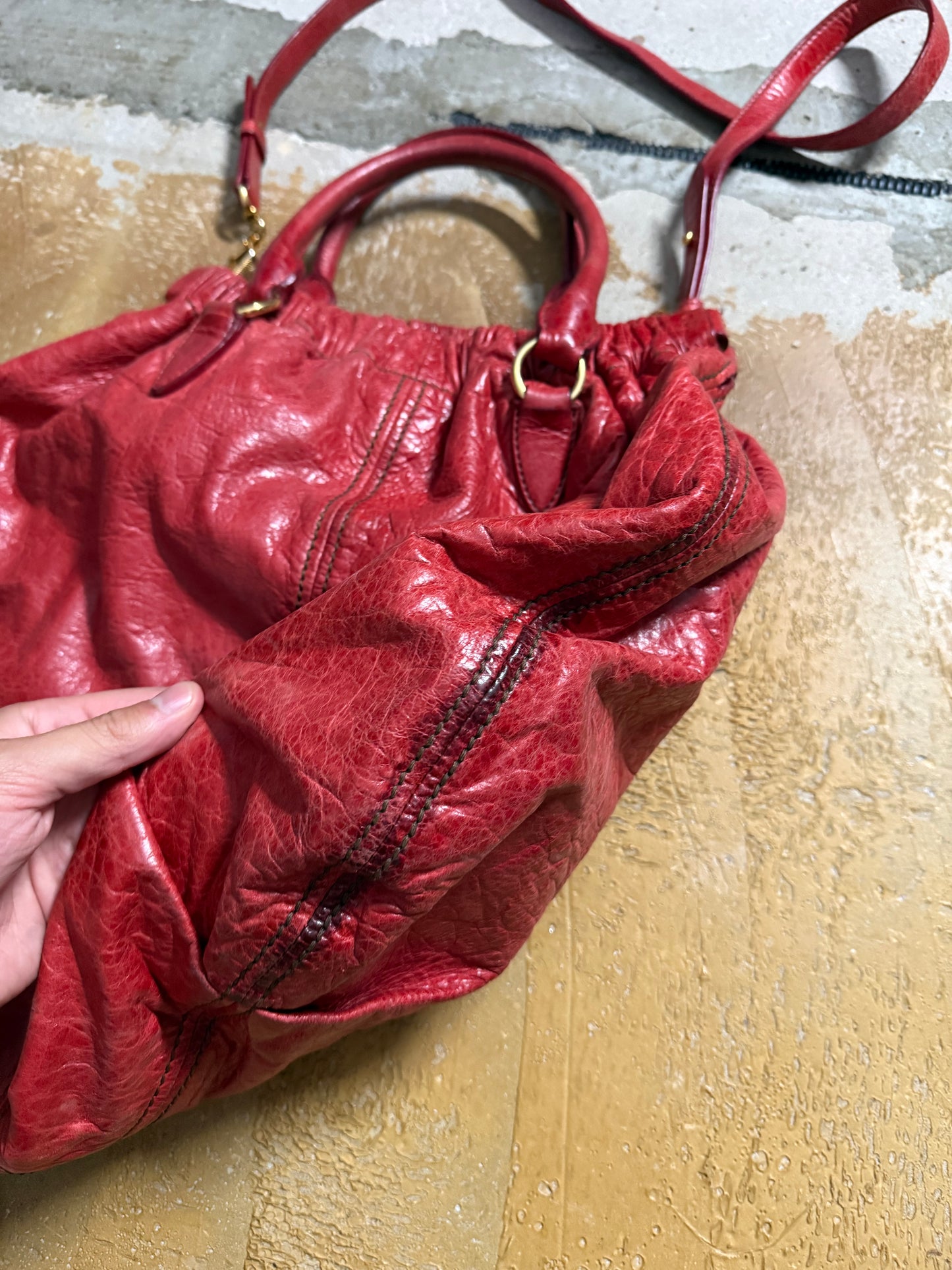Miu Miu vintage leather red big hobo bag