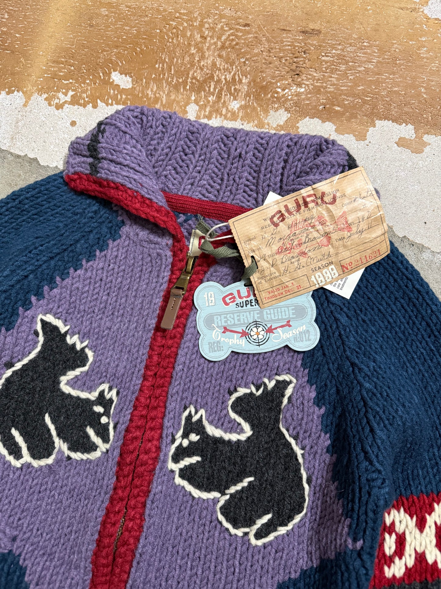 Guru hand made knit wool blend zipup - S