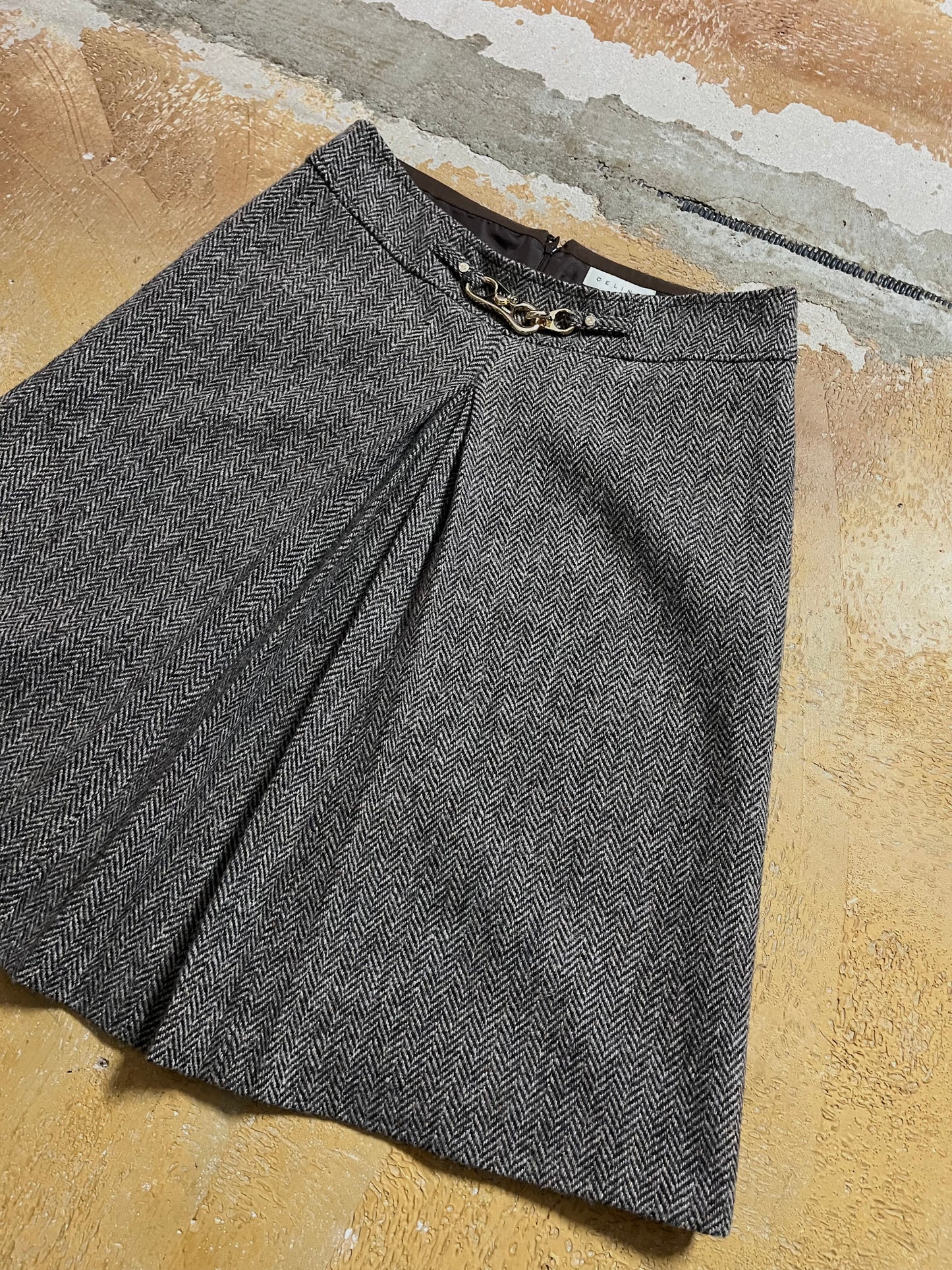 Celine wool skirt with metal buckle - S