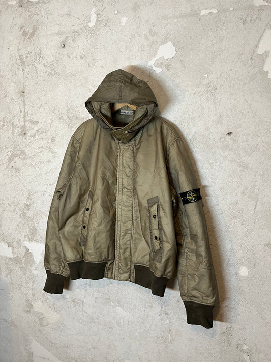 Stone Island vintage 2000s 90s khaki brown crinkle jacket bomber 