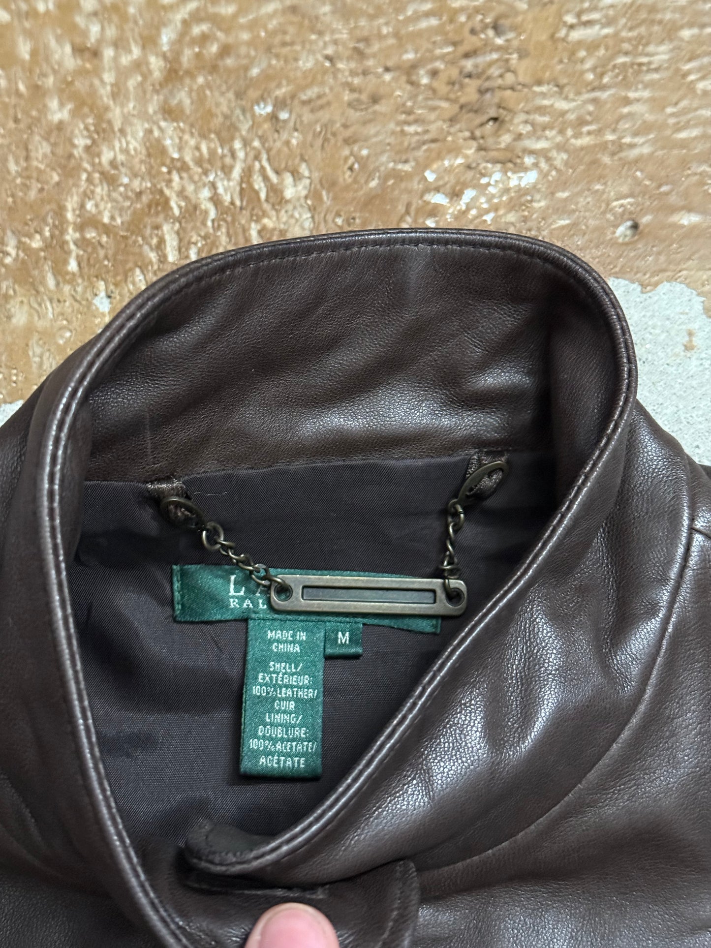 Ralph Lauren vintage 100% leather button up jacket - M