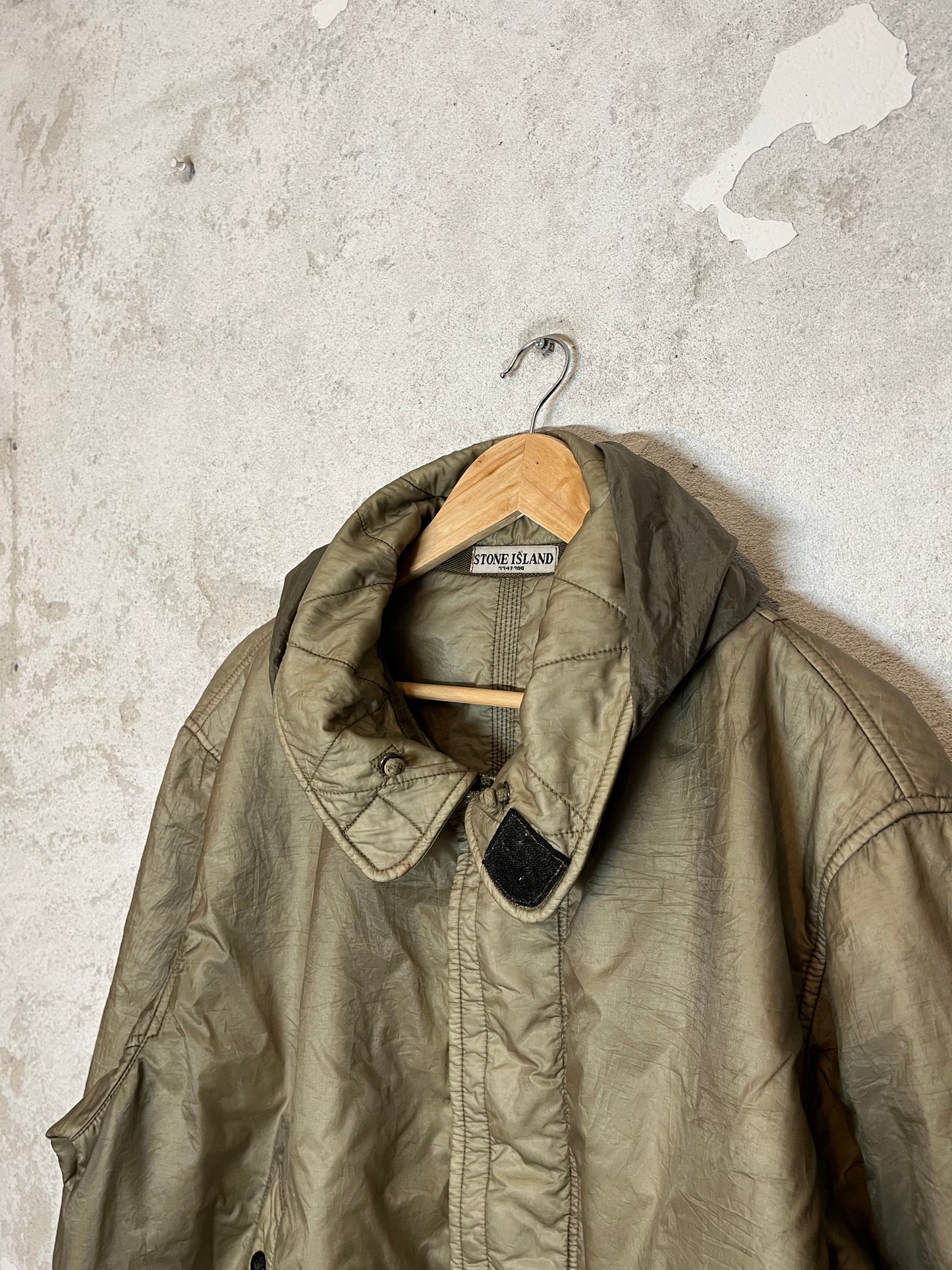 Stone Island vintage 2000s 90s khaki brown crinkle jacket bomber - XL