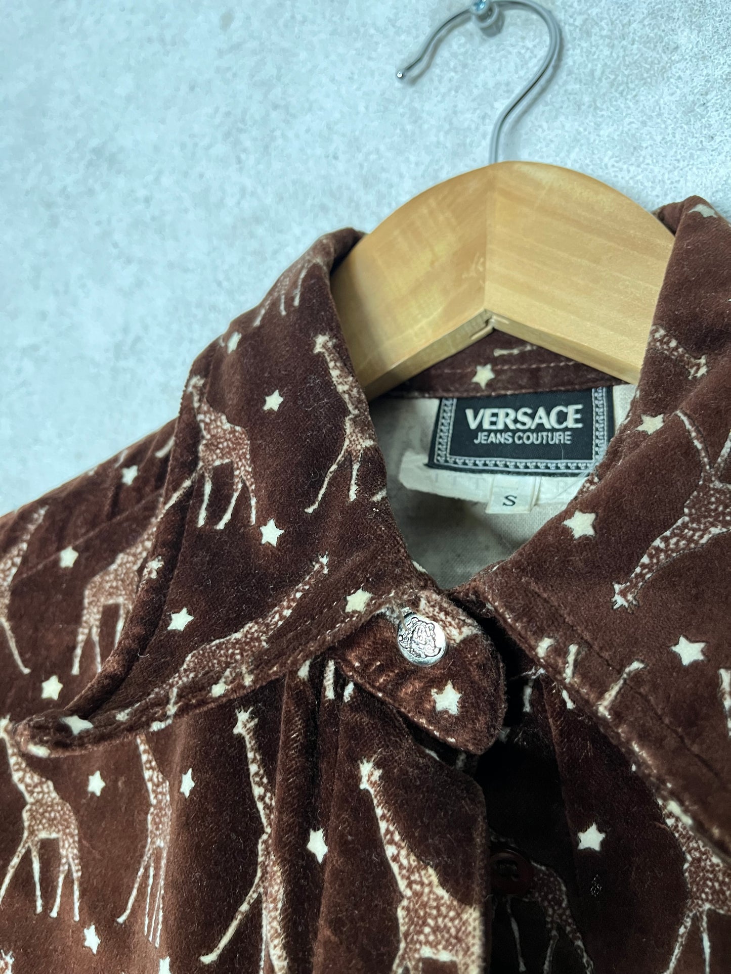 Vintage 90s Versace Giraffe velour shirt - S