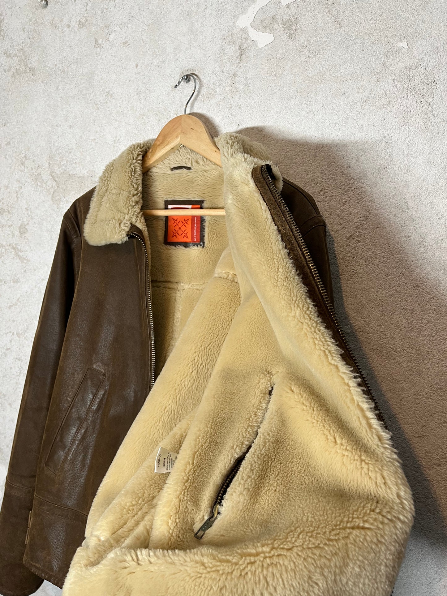 Oxbow 2000s high quality leather sherling sherpa jacket - M